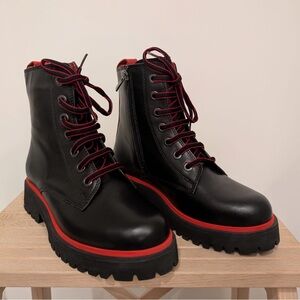 Stylish Black and Red Combat Boots
